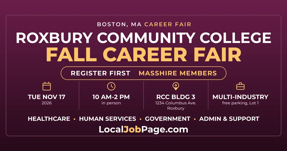 Roxbury Community College Fall Career Fair Nov. 17: MassHire Members Must Register First